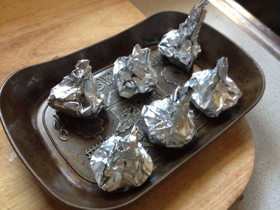 Get all the kiddies on a baking sheet, put in the oven at 350 for 20 minutes