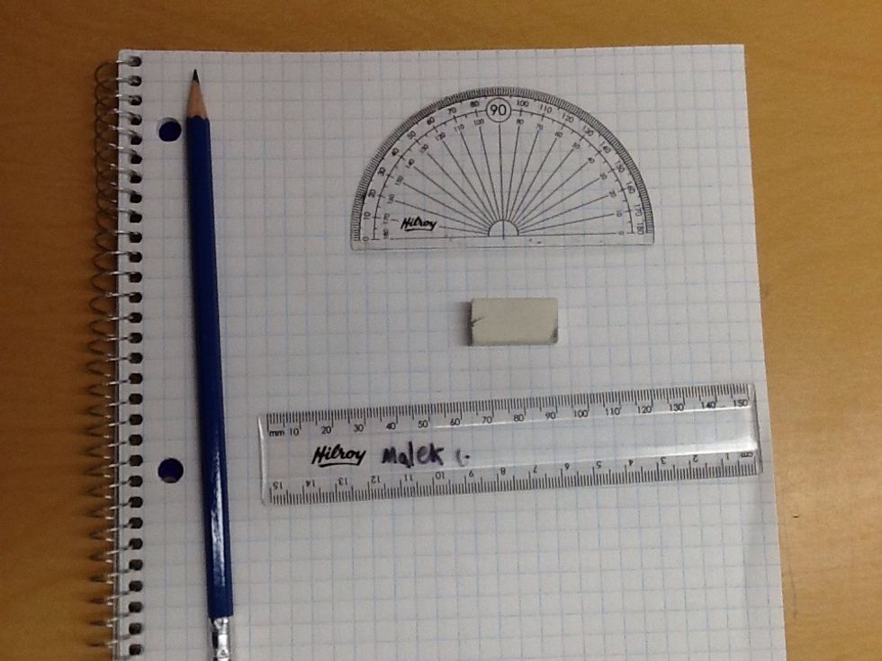 Get all your supplies ready (pencil, paper, protractor, eraser and a ruler).