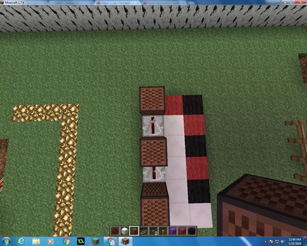 Get another Note Block and place it in front of the Repeater. Right click the Note Block 22 times this time.