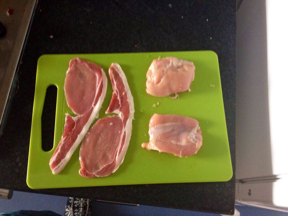 Get chicken and bacon ready