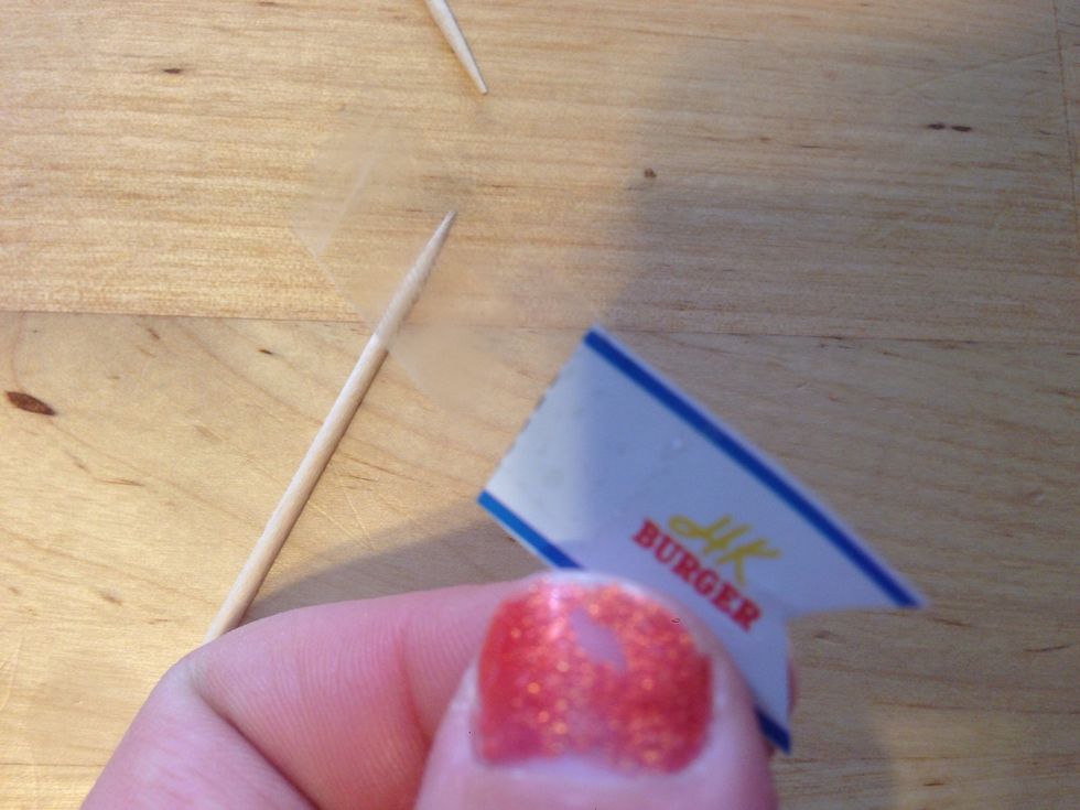Get Flags, Toothpicks and Tape Ready.--Stick Tape to Square end of Flag with a couple centimeter tail.
