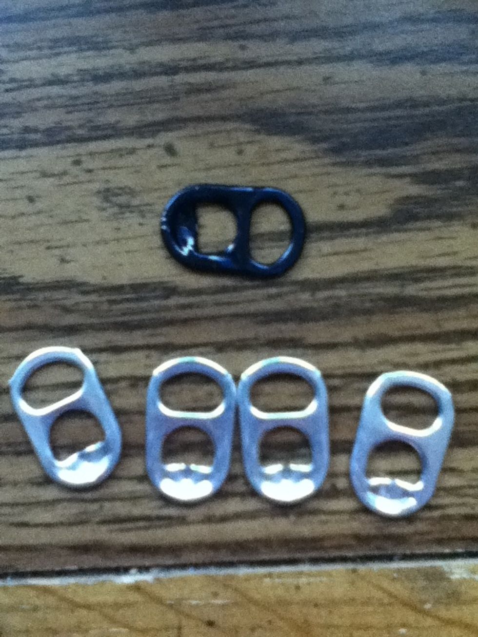 Get four of these types of pop tabs, you may use colored.