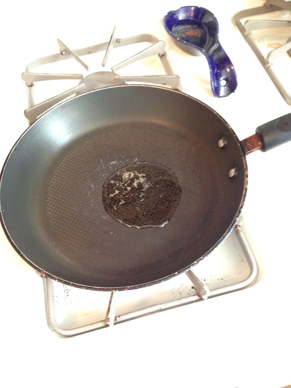 Get frying pan hot and pour 2 tbsp of oil