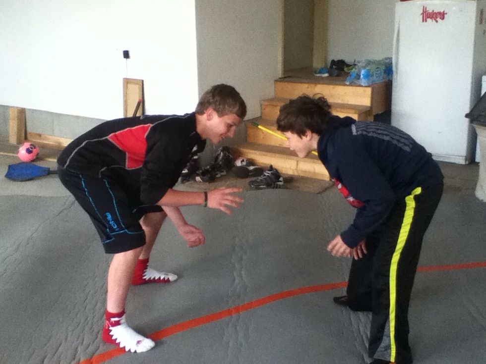 Get in a good wrestling stance