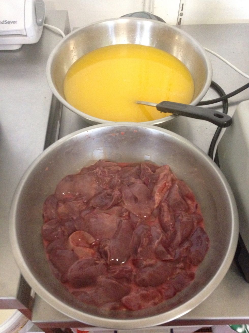 Get livers and butter ready to process