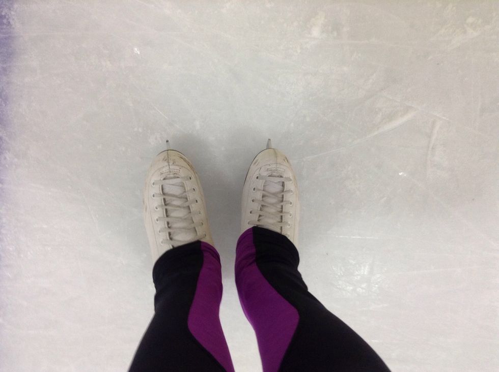 Get on the ice. Be sure to keep your ankles straight, it may feel odd at first, but it will be lots easier and more fun!