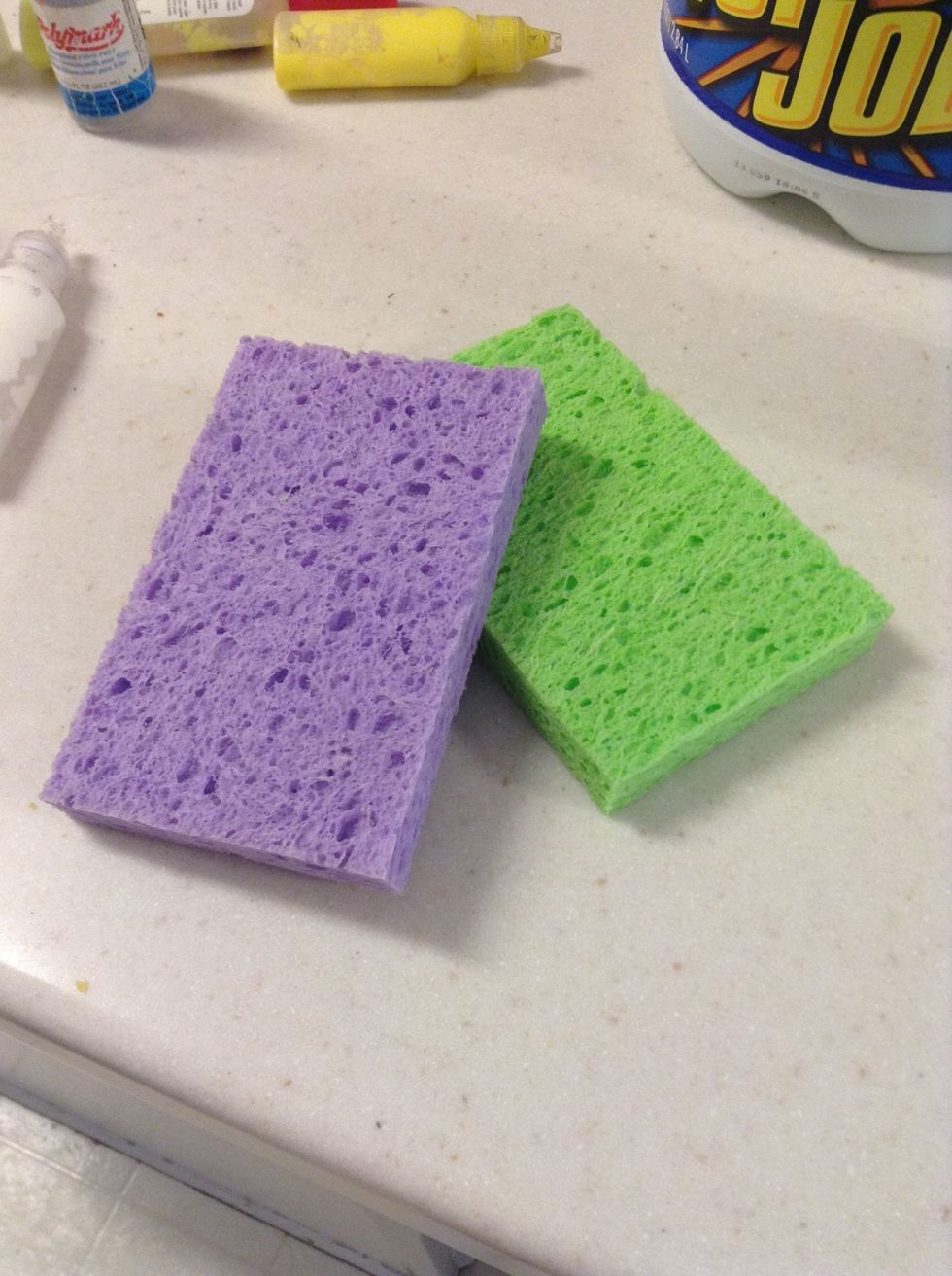 get one or two sponges. makeup sponges or paintbrush sponges will also work