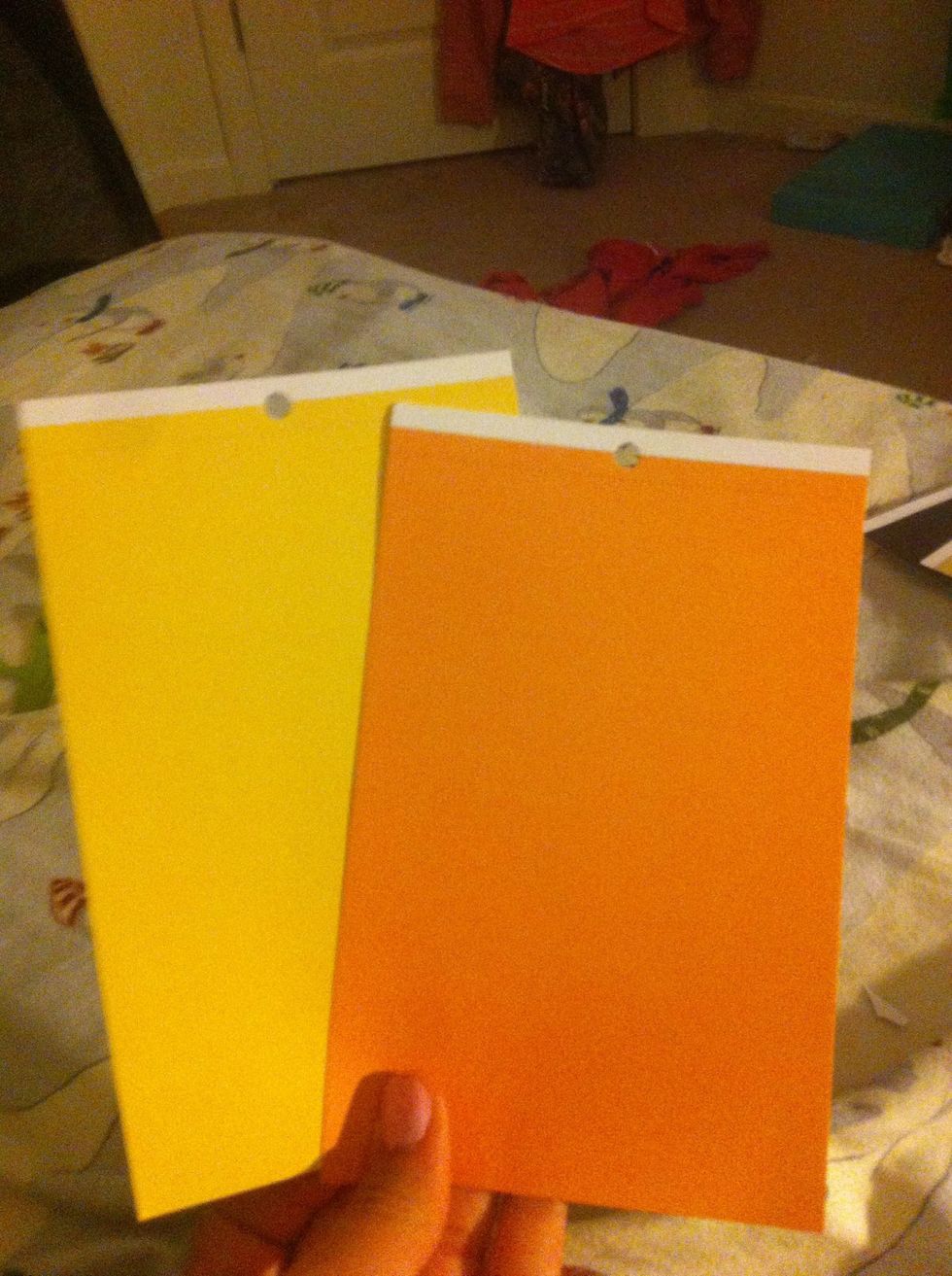 Get orange and yellow card stock.