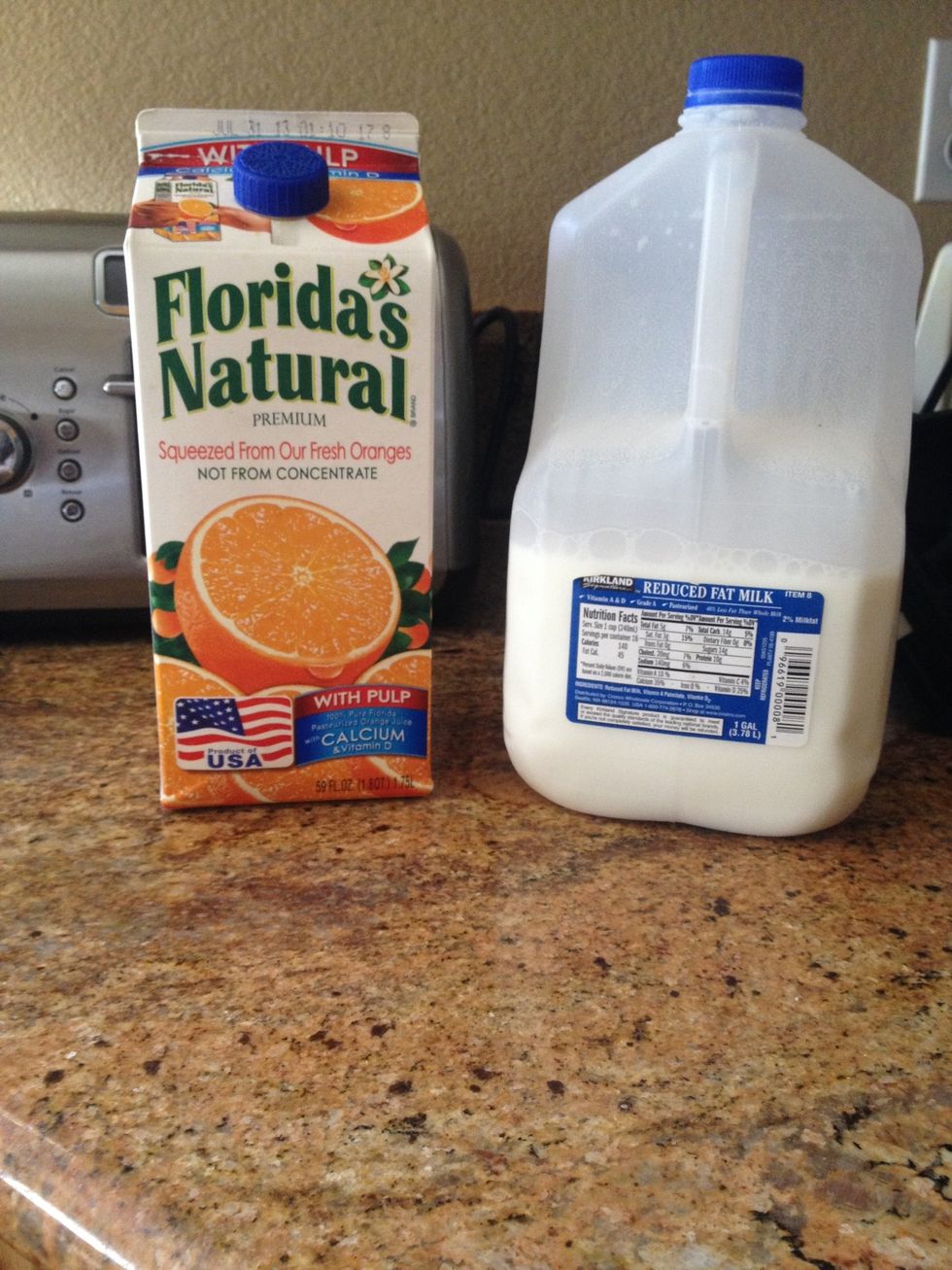 get orange juice and milk of your choice