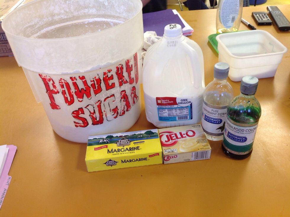 Get out all of the ingredients for the center filling layer. If you are making the peanut butter filling, yours will be slightly different, consult the recipe.