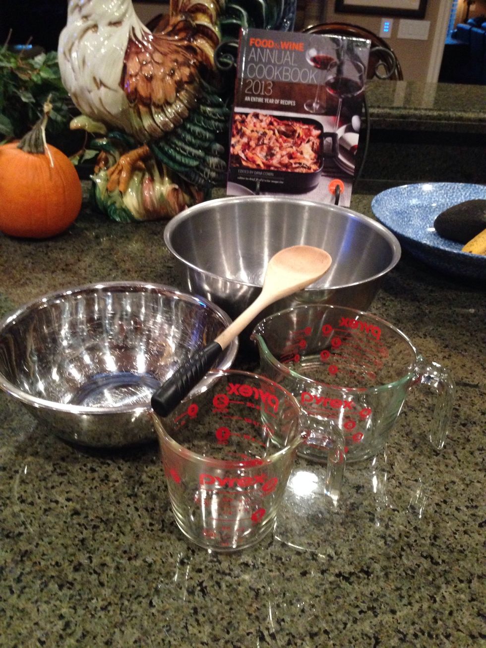 Get out all of the things you will need to make your cookies. Also pre-heat your oven to 375 degrees.