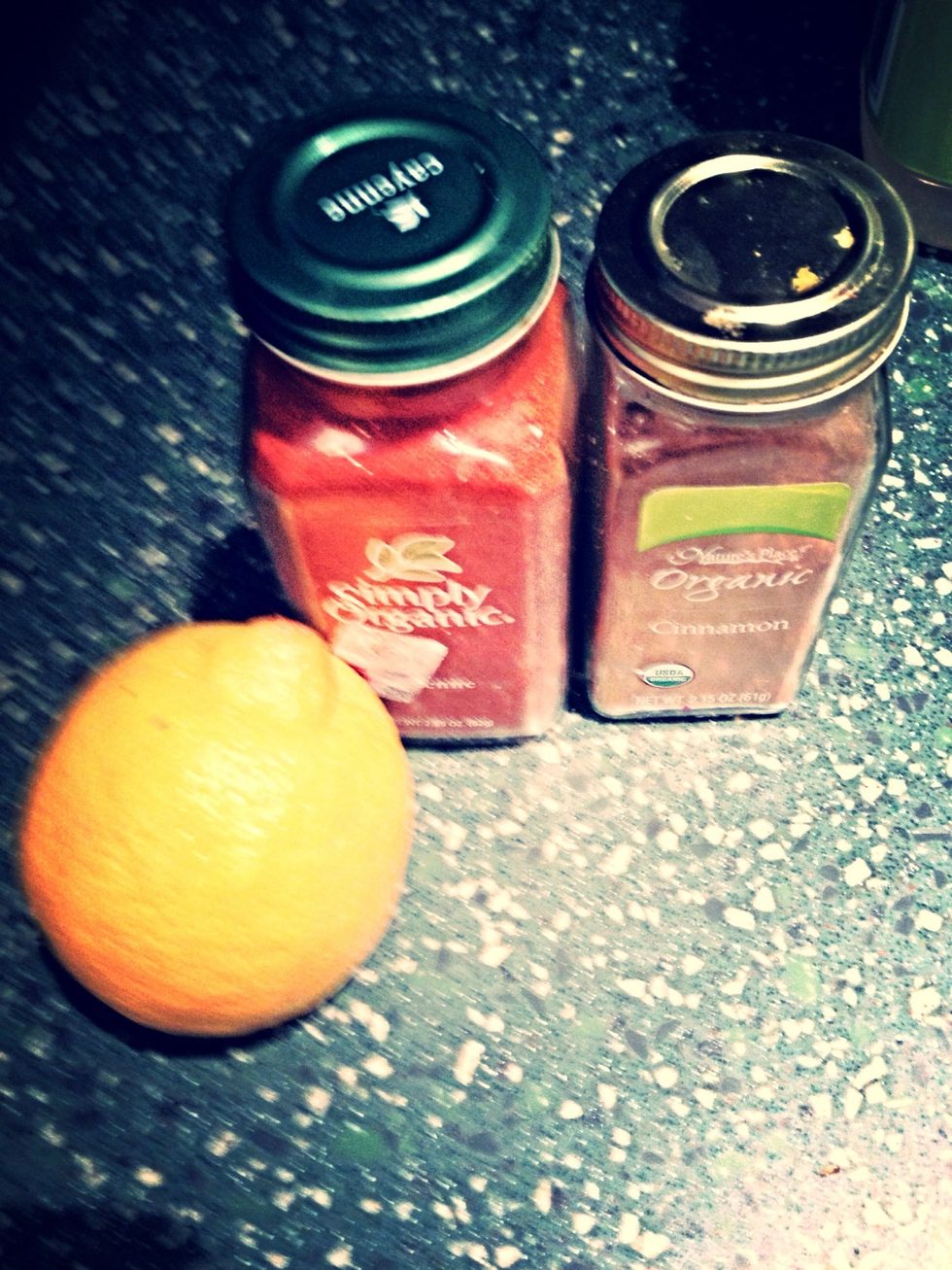 Get out lemon cayenne and cinnamon