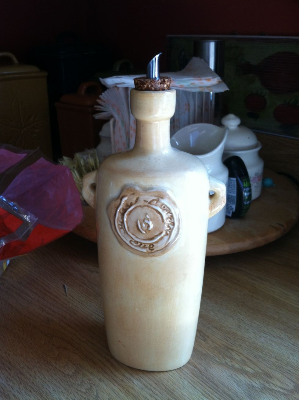 Get out some olive oil and put a little bit on the tortilla.