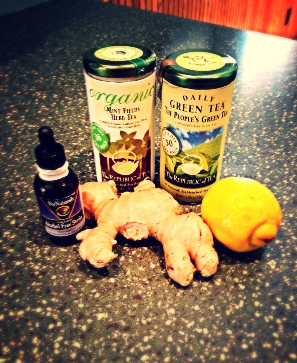 Get out tea, lemon, stevia, and ginger