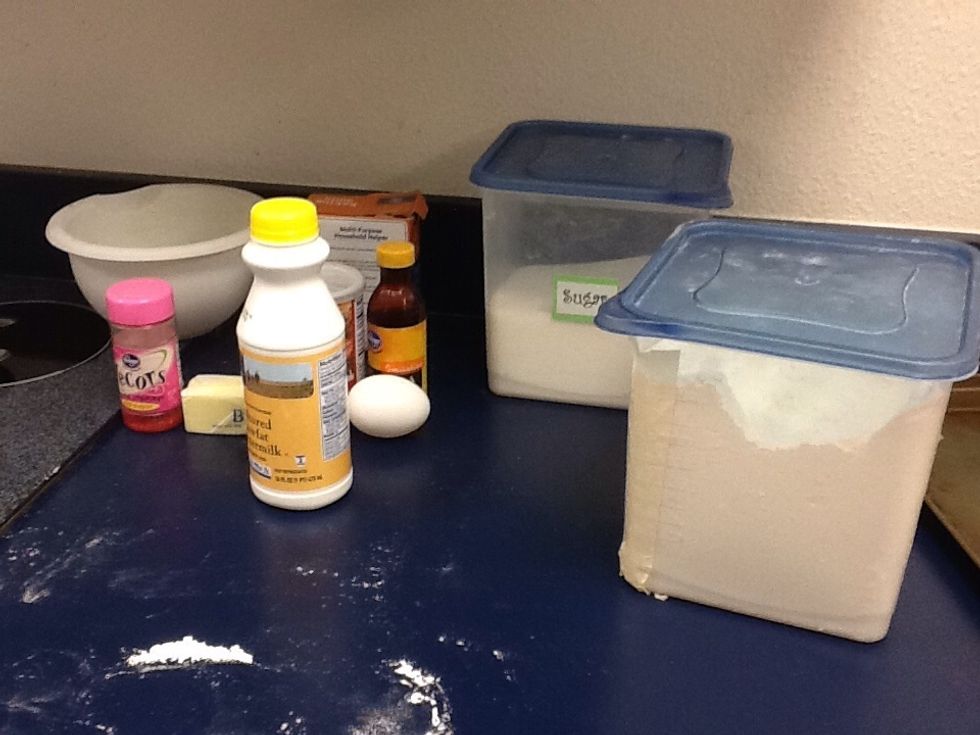 Get out the ingredients and pre heat the oven to 375 degrees