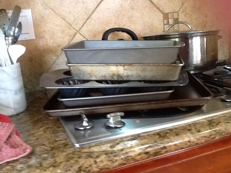 Get pans and a bowl ready