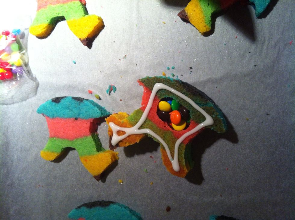 Get ready to glue the other side on, and...