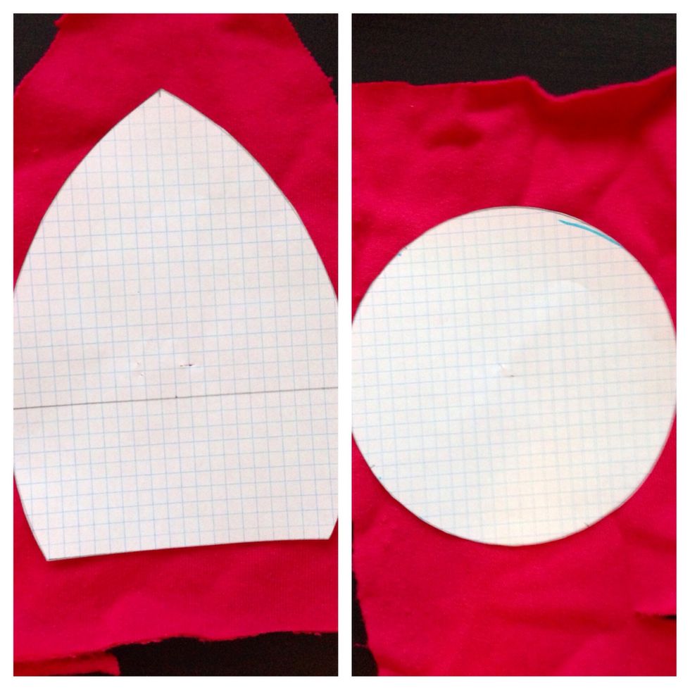 Get some fabric and cut out the pieces :) you need 4 of the triangle-like shaped one and only one of the circle