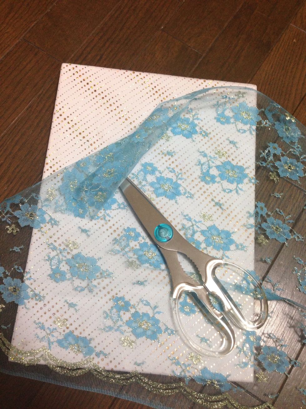get some fabric or you can use the same fabric or any fabric of your choice on next steps I love lace so I use lace on this one...