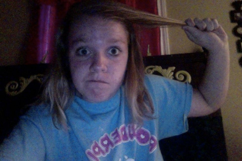 Get some of your hair on one side. Just a little little bit. ;) Now Just bobby pin this hair up! :O