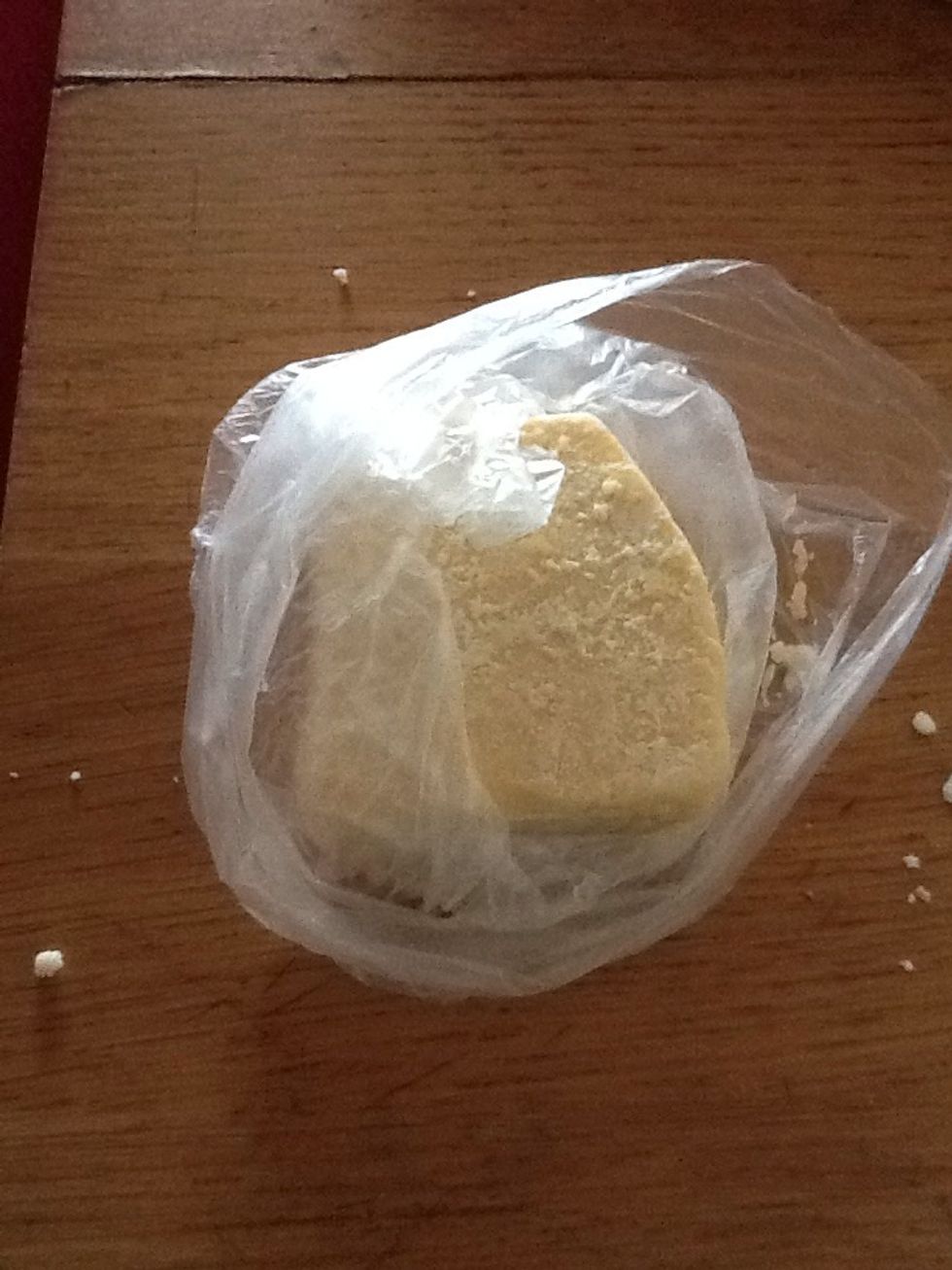 Get the cheese, and cut them into pieces....