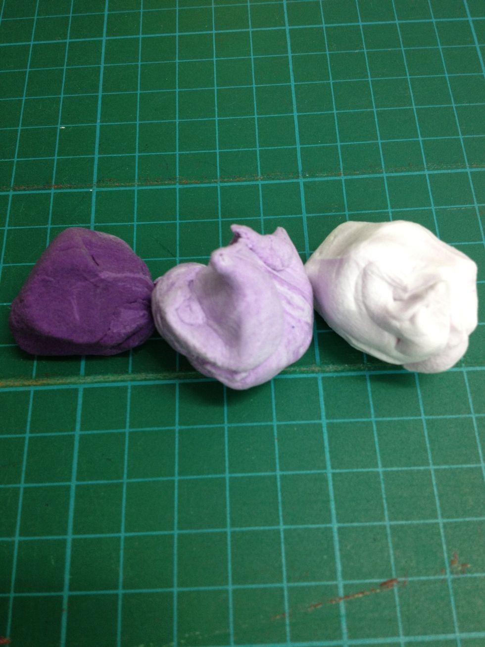 Get the dark, medium and light purple clay ready.