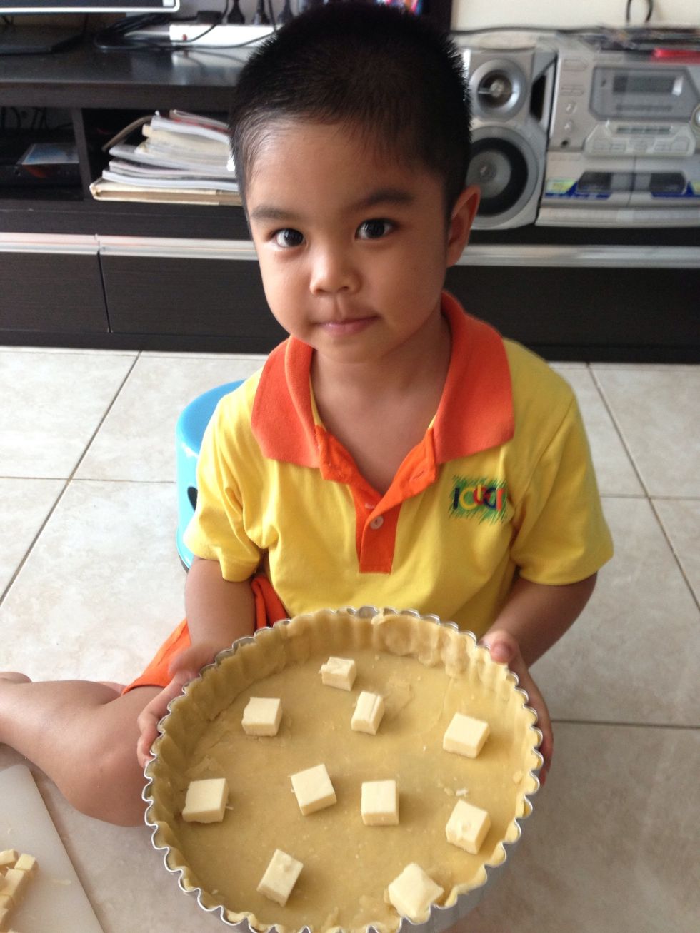 Get the p\u00e0te bris\u00e9e. My brother helping me in making this recipe\u263a kids love helping you to cook and they more likely to eat the food that they helped to made.