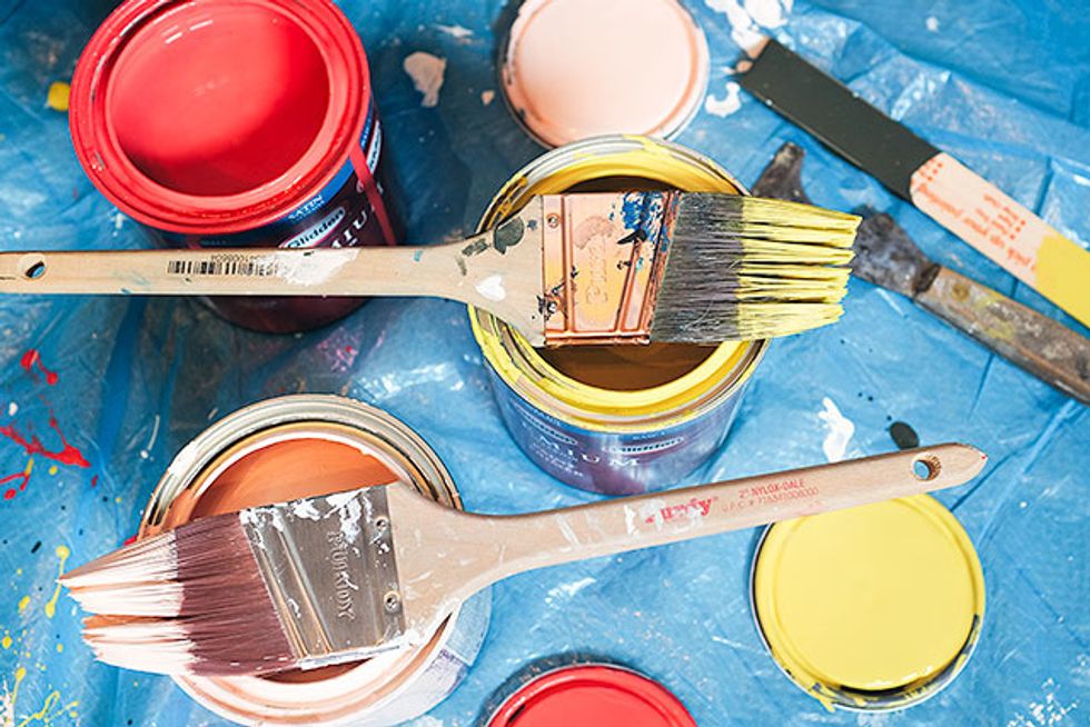 Get the paint out! Each stripe will likely need two coats of paint for optimal coverage.
