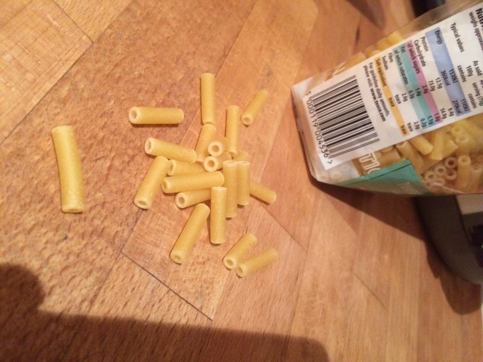 Get the pasta in the water and cook until there is still some bite to the pasta.