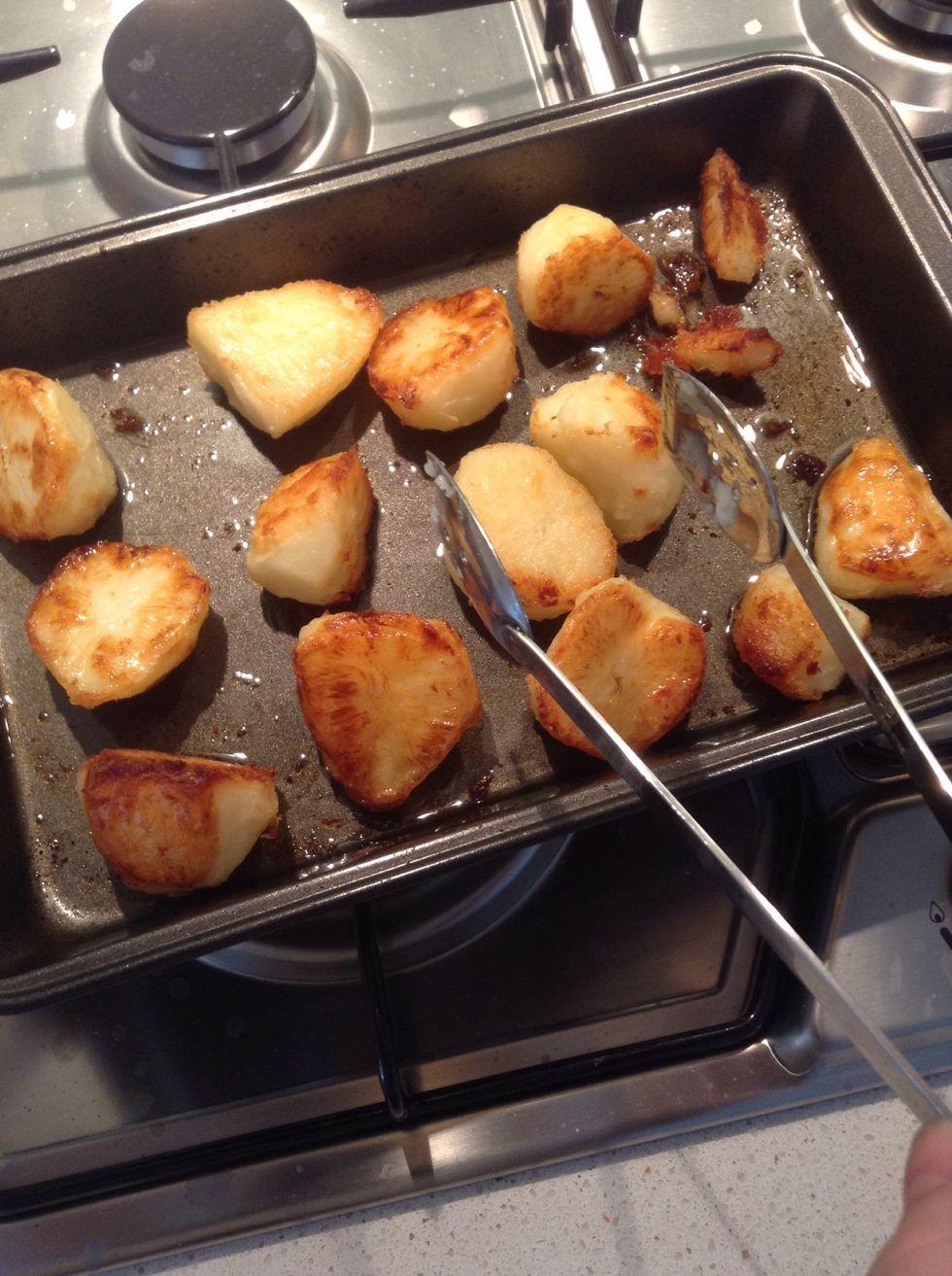 Get them out again and turn giving them another ten minutes to cook. You will need to keep an eye on them as every oven cooks slightly differently!