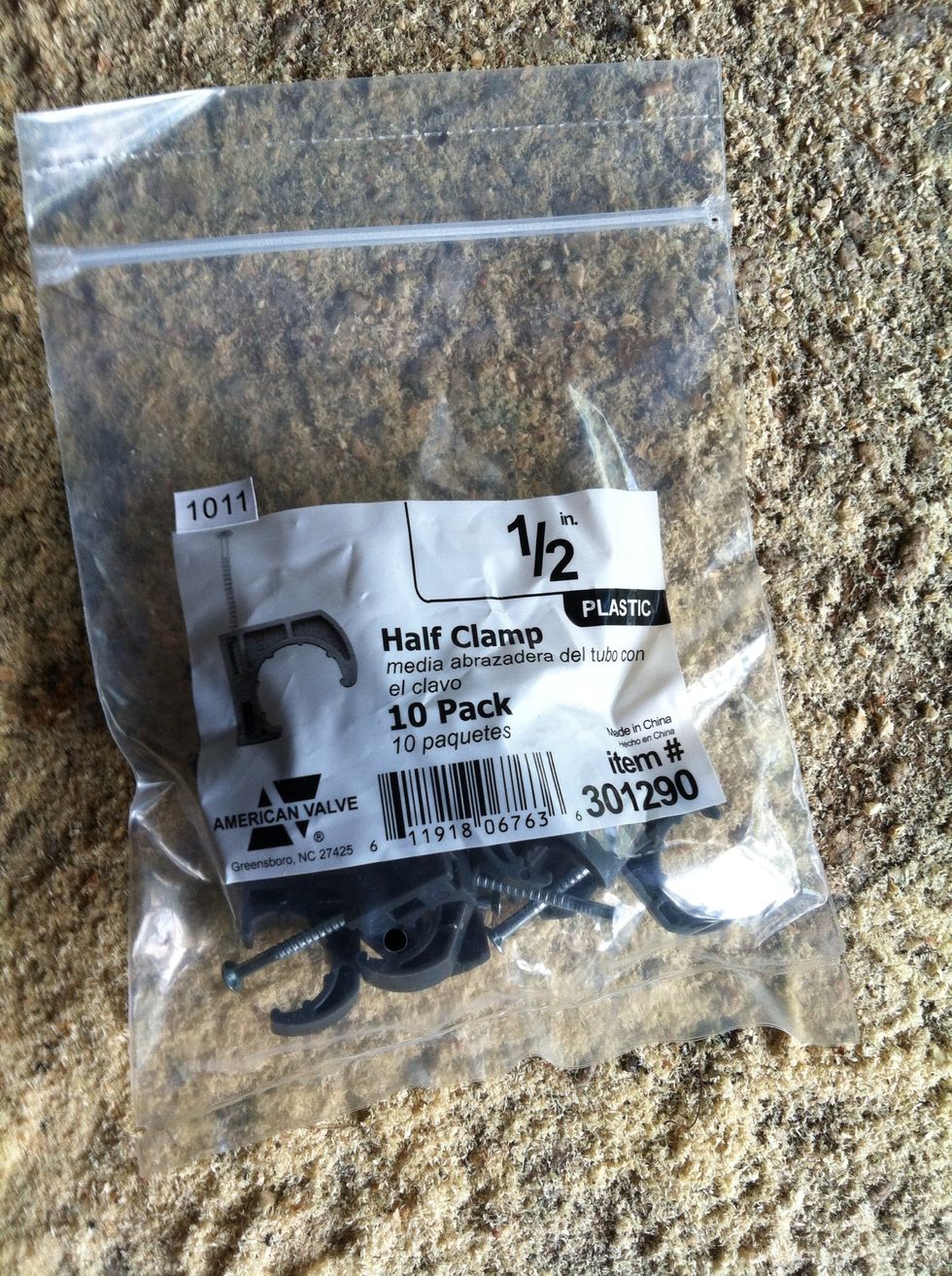 Get these clamps to attach the tube to the frame. I found them by the tubing, they are normally for plumbing.