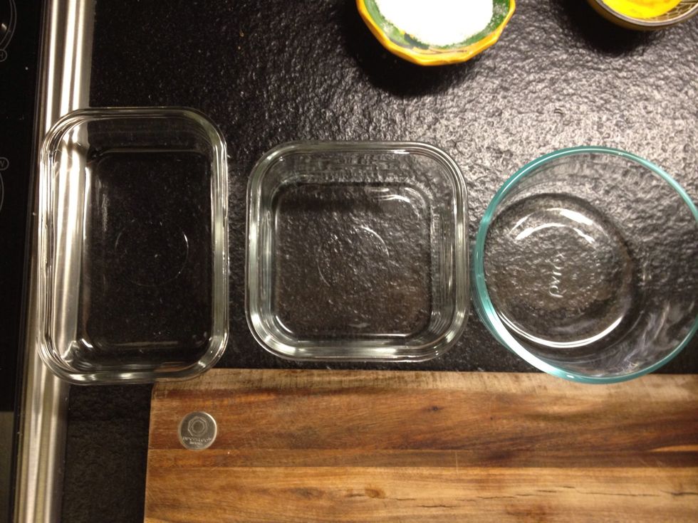 Get three containers lined up