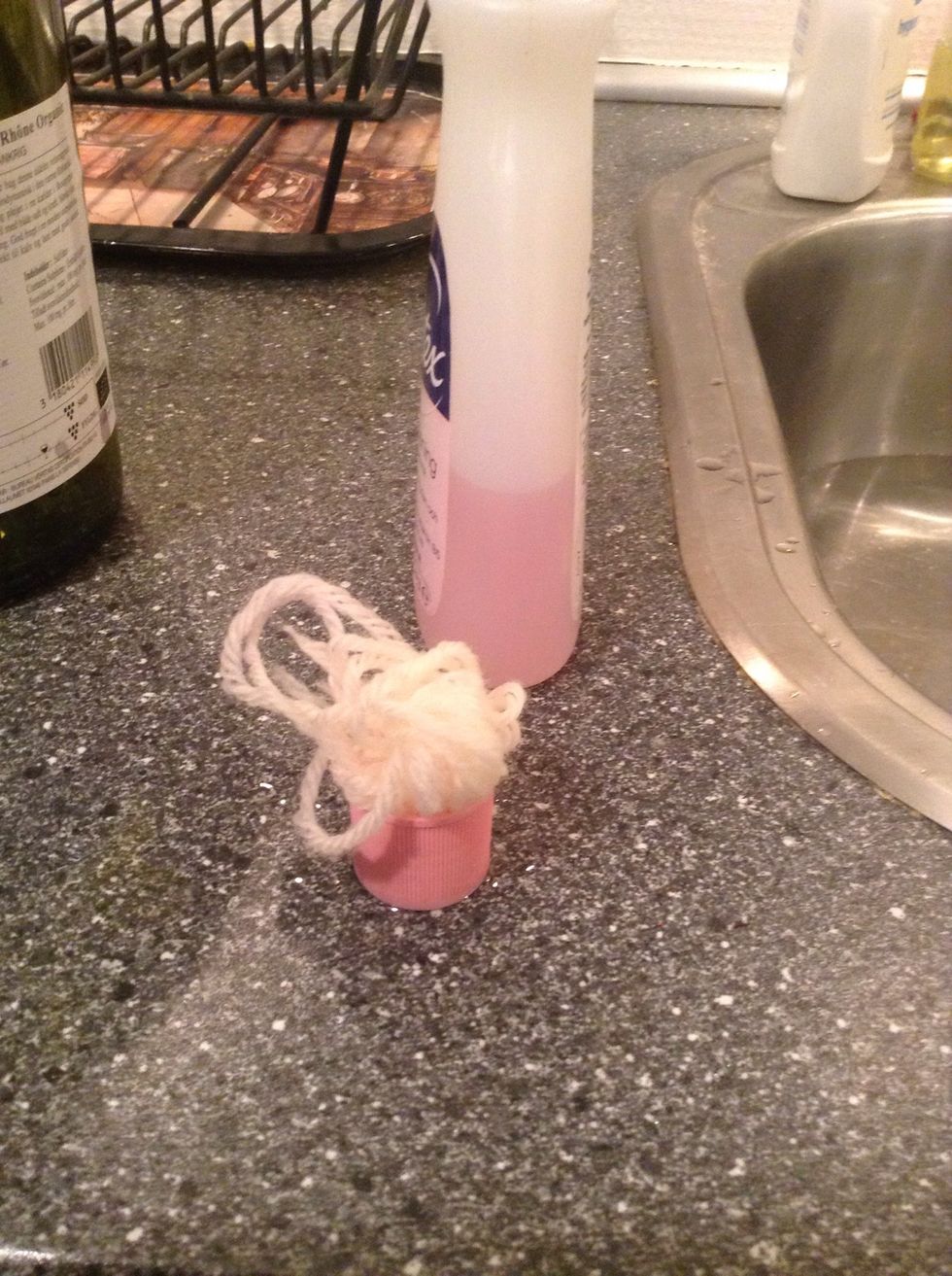 Get you acetone (nail polish \ud83d\ude2c) you will need about a full bottlecap. Soak the string in it