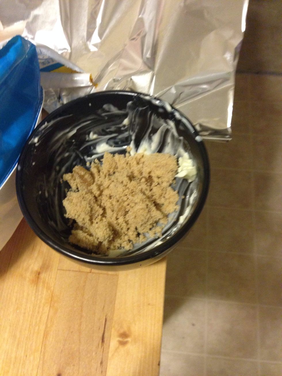 Get your 2 tbsp of brown sugar ready. (I just recycled the butter bowl)