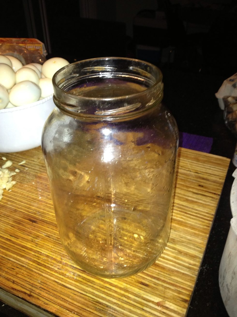Get your bottle I am using big ones pour in boiling water and pour out so the glass is hot