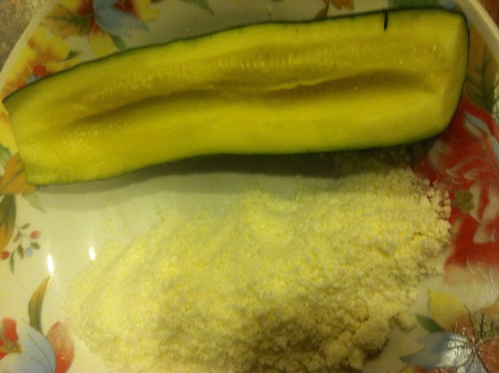 Get your cheese & dry zucchini & stuff the cheese  in the zucchini\u27a1