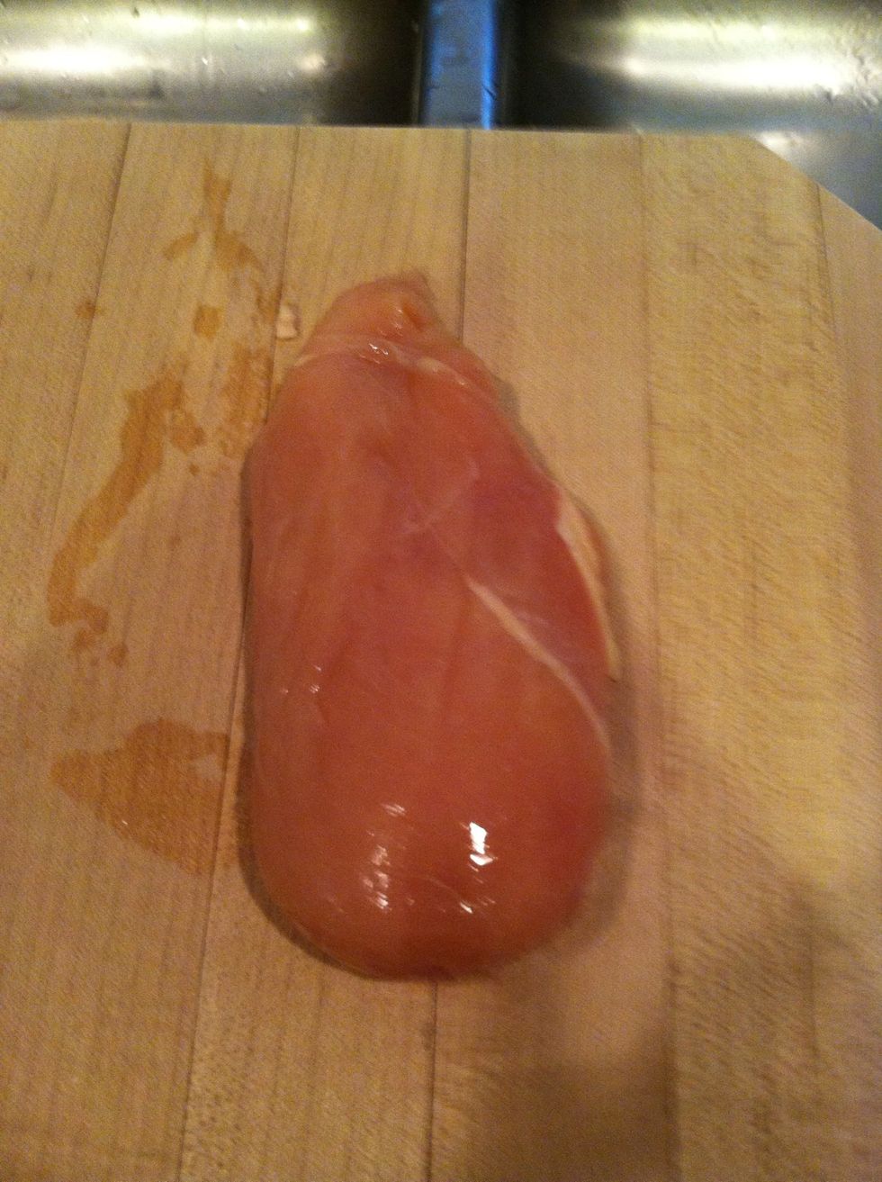 Get your chicken breast and cut in two or three slices depending on thickness of your piece of breast