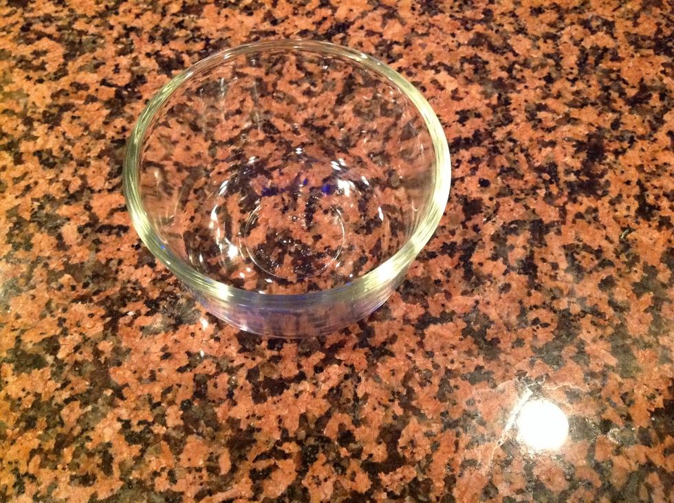 Get your container. Such a a ramekin, mug, or bowl.