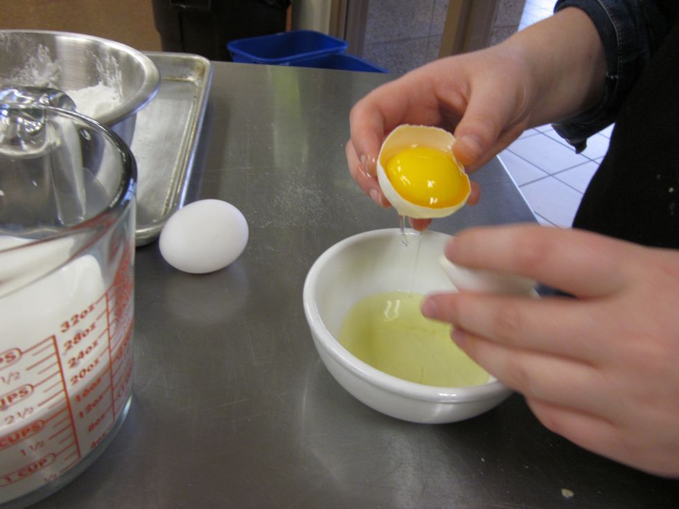 get your egg yolks by cracking the egg and moving the egg yolks from one side of the shell to the other until only the yolk is left