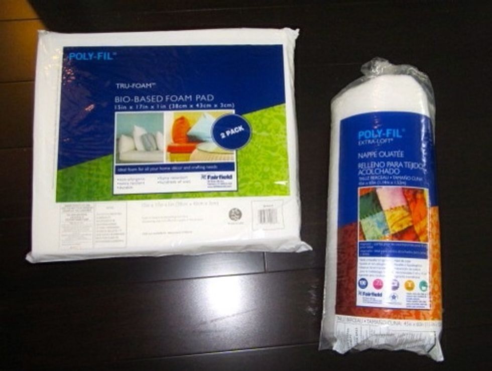 Get your foam and batting out and cut the foam to fit the size of the stool seat.