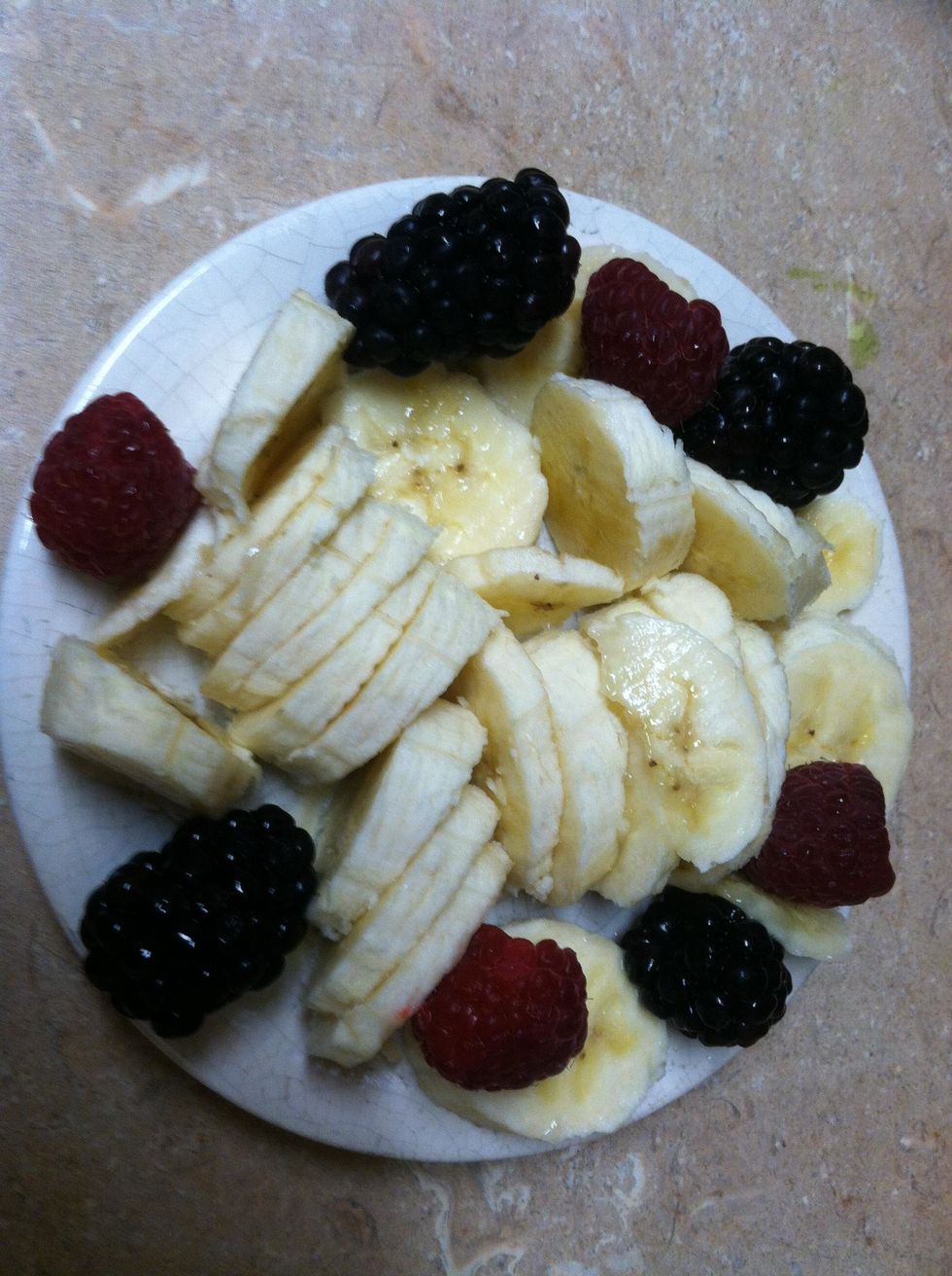 Get your fruit together and cut up your bananas