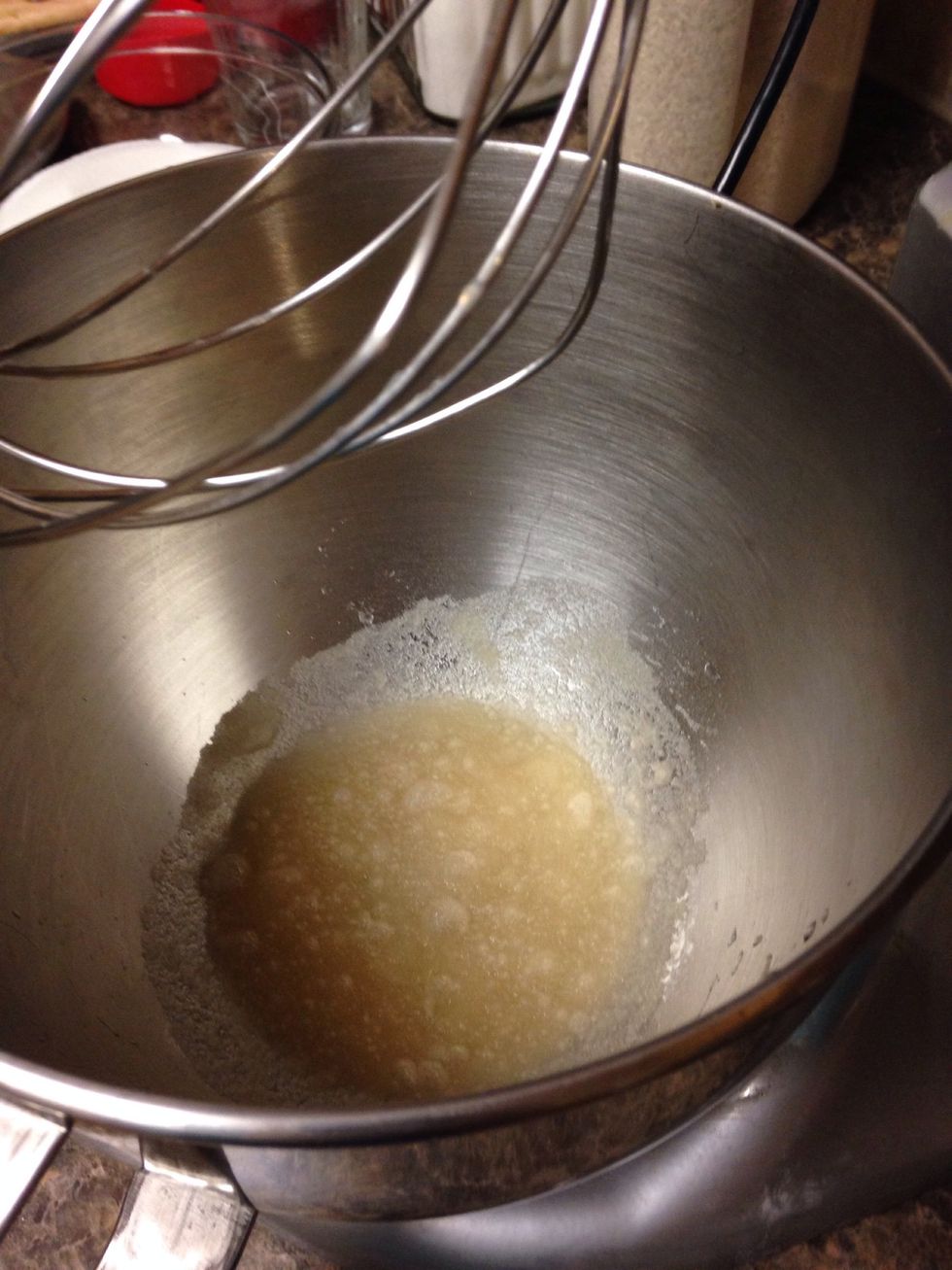 Get your gelatin set up with half the water in a stand mixer