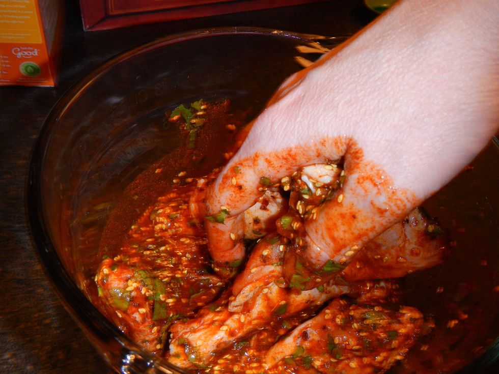 Get your hands in there and make sure every piece has a lot of loving on it!