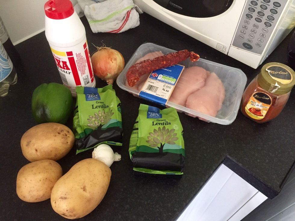 Get your ingredients ready. I do a massive batch of this because I love it and I freeze some. If you want less, halve the ingredients