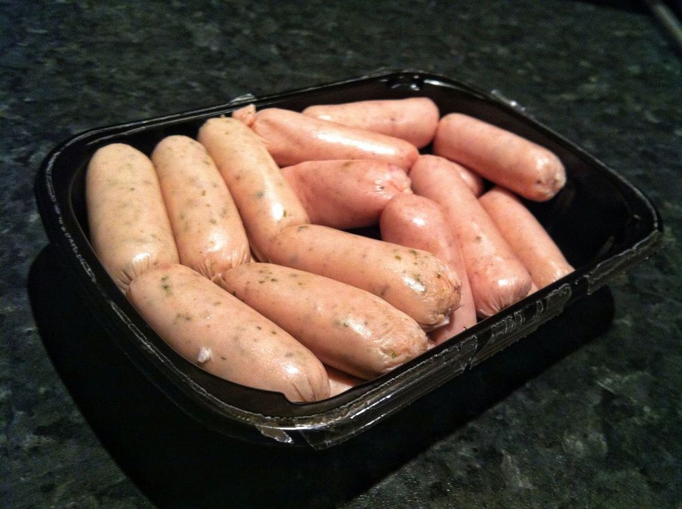 Get your mini Pork Sausages, these are a mix of Lincolnshire & Cumberland but plain Pork work just as well..