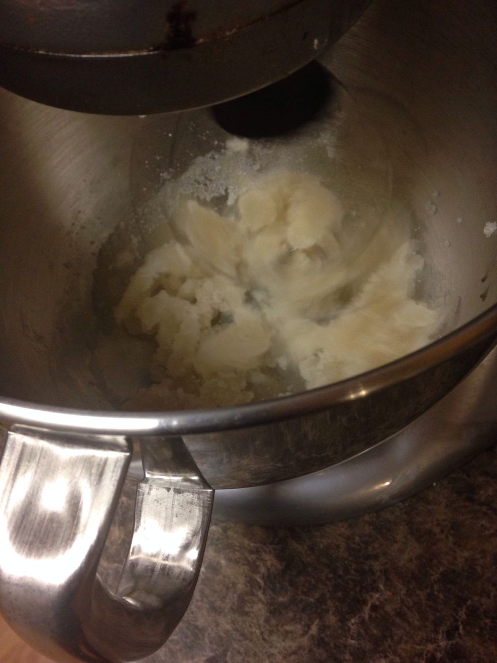 Get your mixer going on the lowest speed.