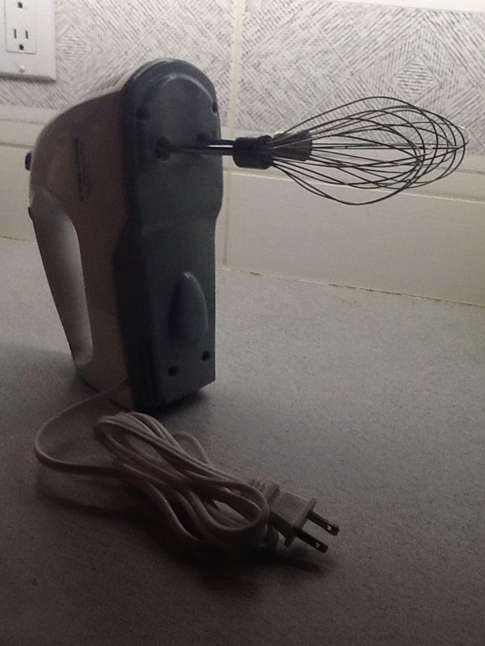 Get your mixer in the mean while, while your butter is melting.