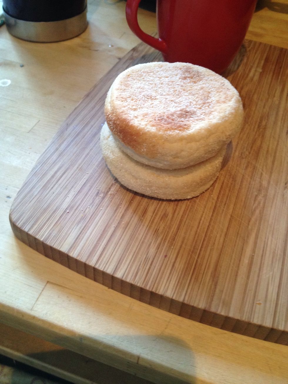 Get your muffins - one per person. I'm cooking for two on this occasion