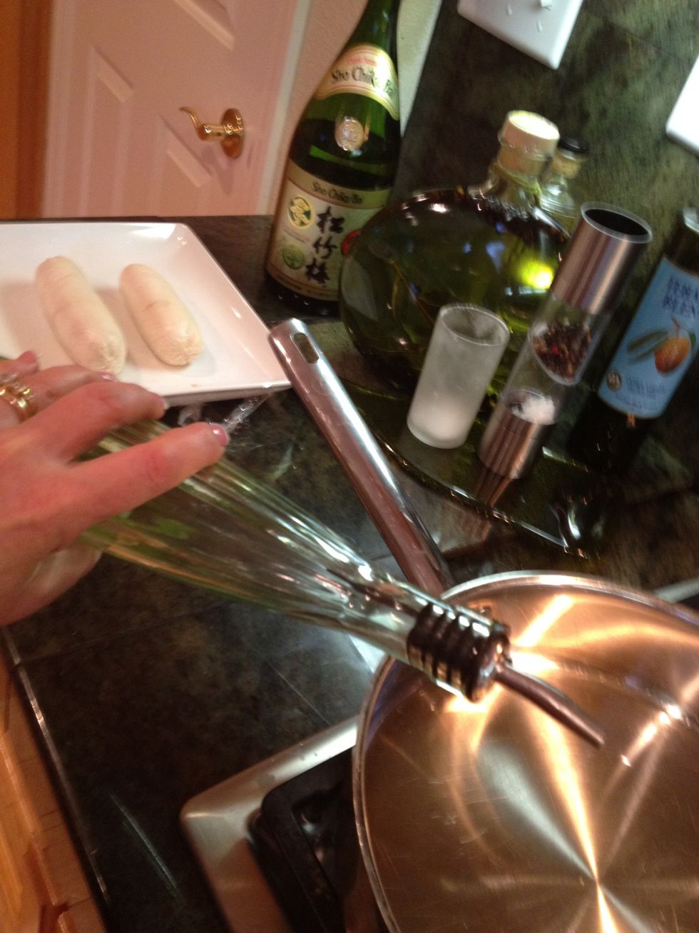 Get your olive oil hot to sear your chicken