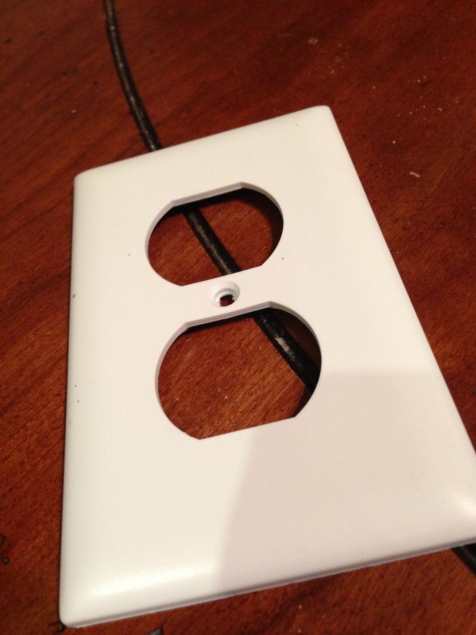 Get your outlet covers or switch plates off the wall by unscrewing the tiny screw in the middle. I did my switch plates last week so I'm doing my outlet covers today